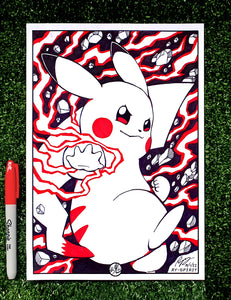 Pikachu Red Inked Art