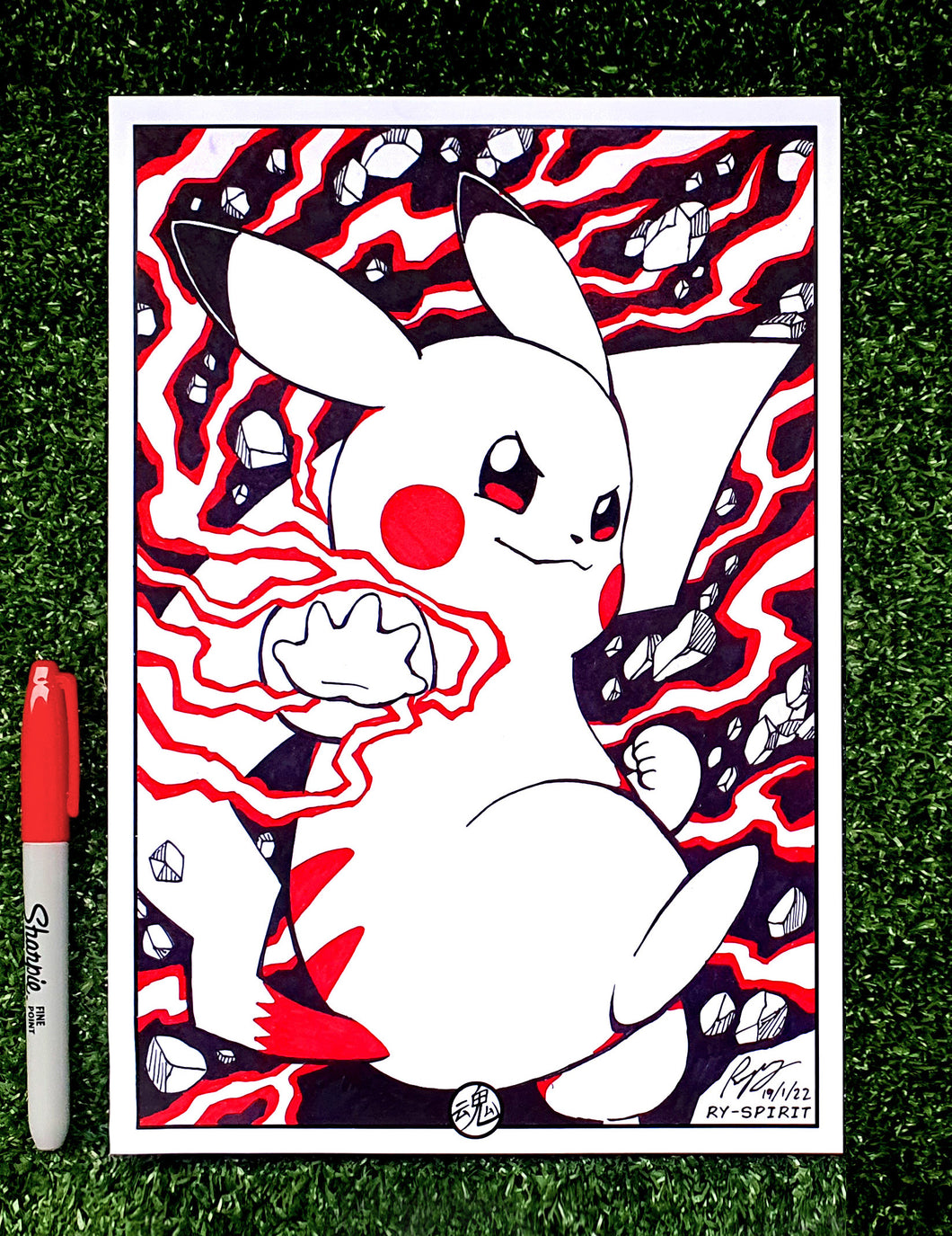 Pikachu Red Inked Art