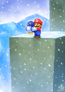 Mario and baby penguin