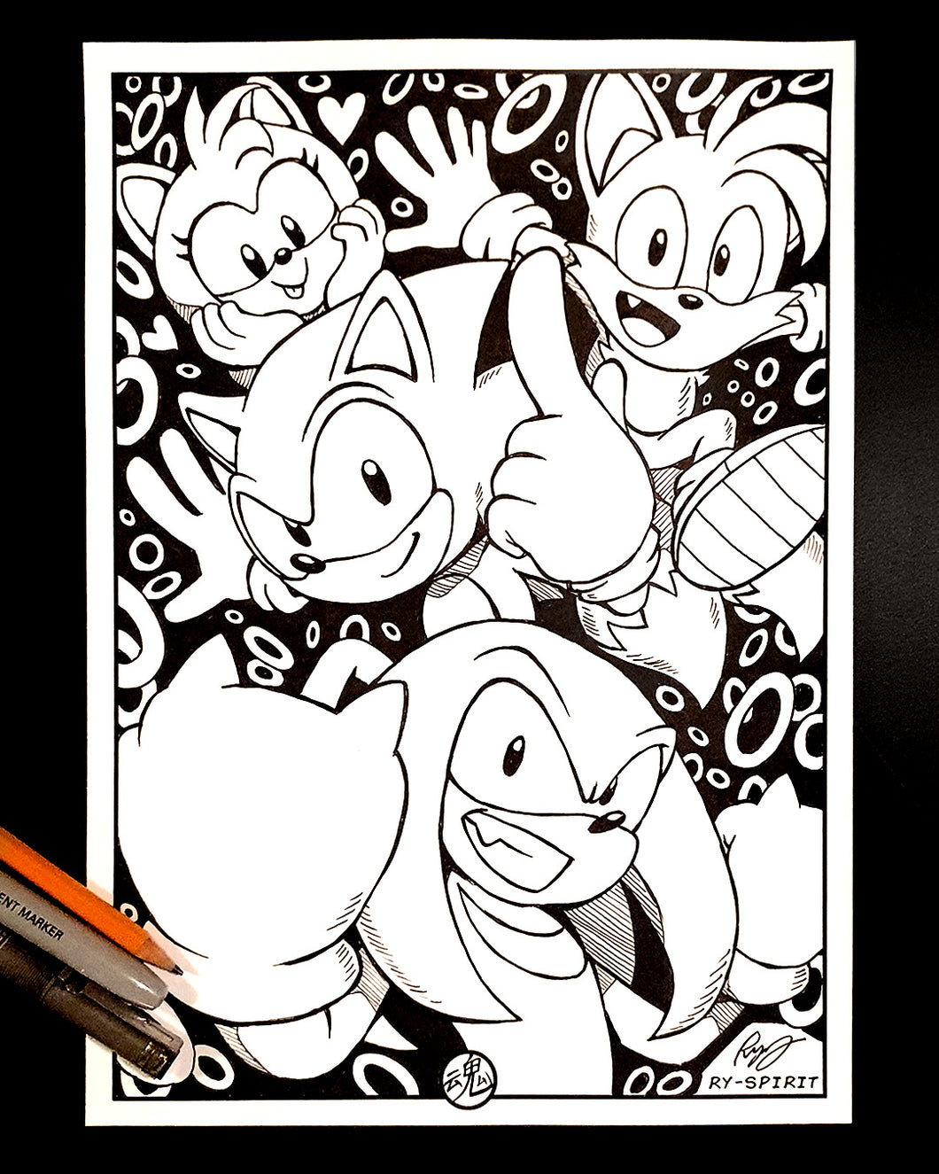 Sonic Tails Knuckles Inked Art